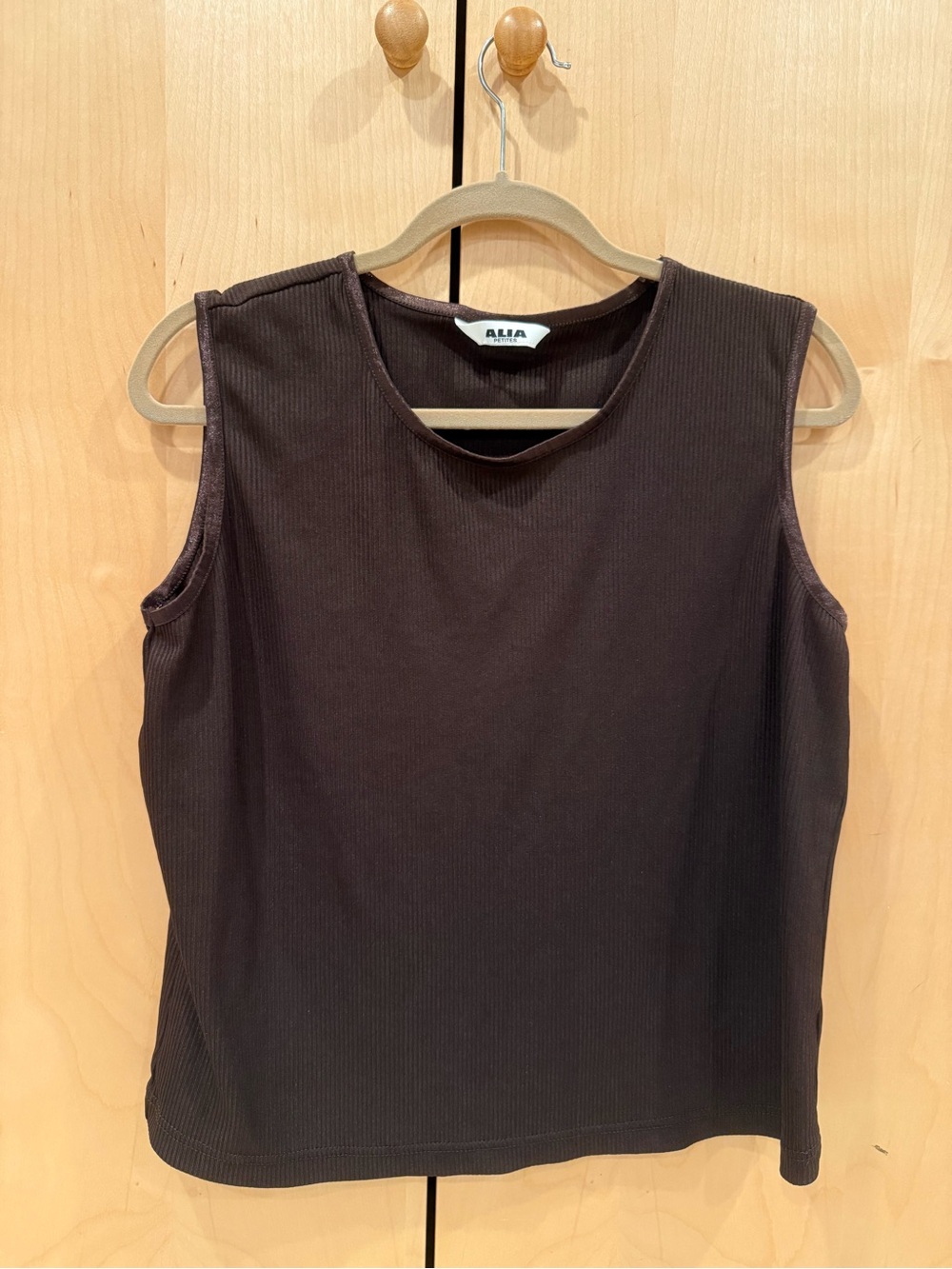 Alia Dark Brown Rib-Knit Tank
